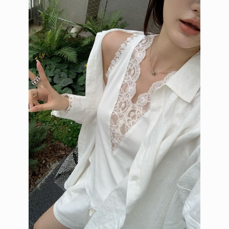 Suspender Tank Top - Stacked V-Neck Lace Vest 2026 Lace