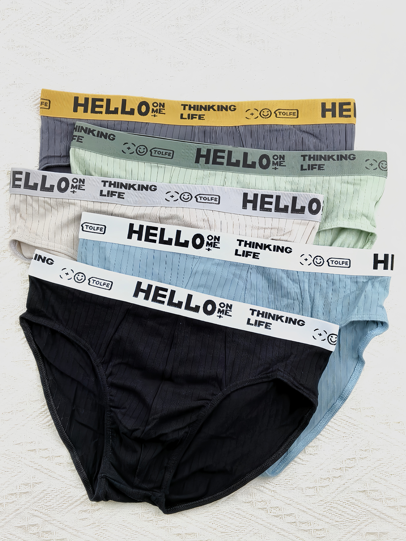 Multi Pack Underwear - 5-Pack Men's Cotton Briefs with HELLO