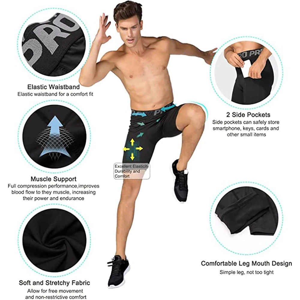 Mens Gym Shorts with Pockets W - Compression Shorts Athletes recension och pris