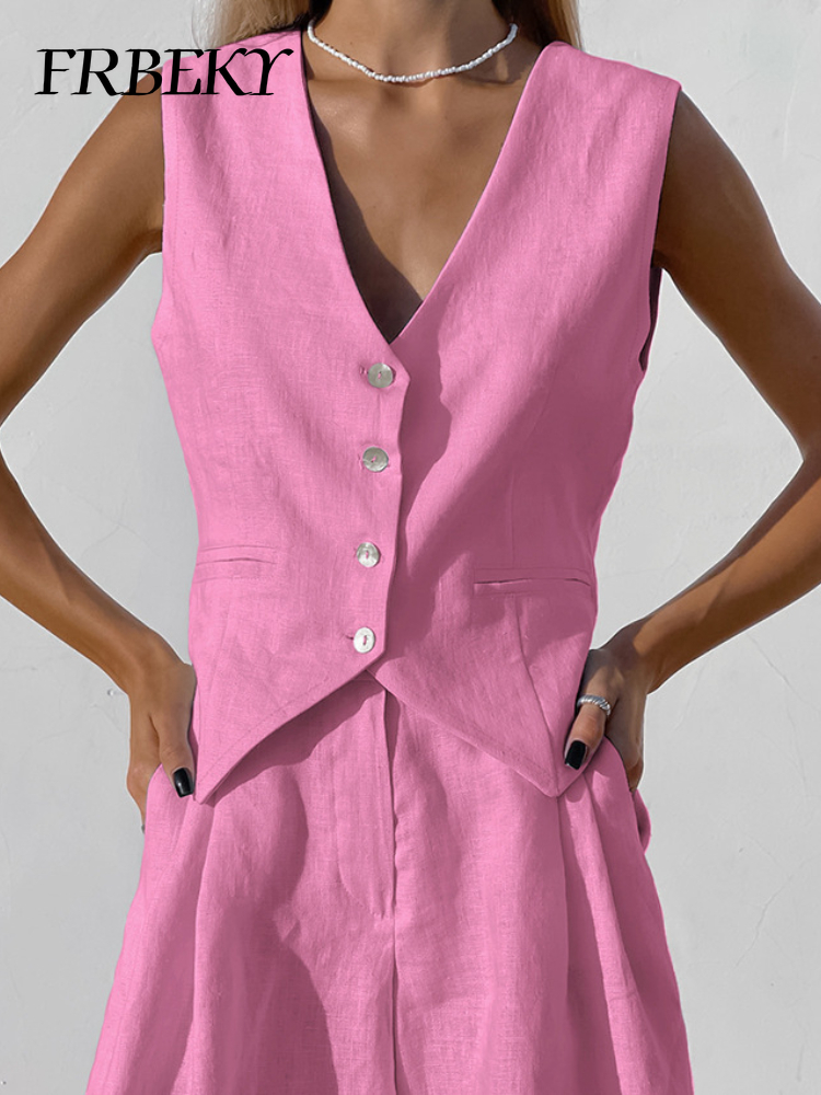 New Cotton Linen Vest Short Se - Sleeveless Undershirt recension och pris