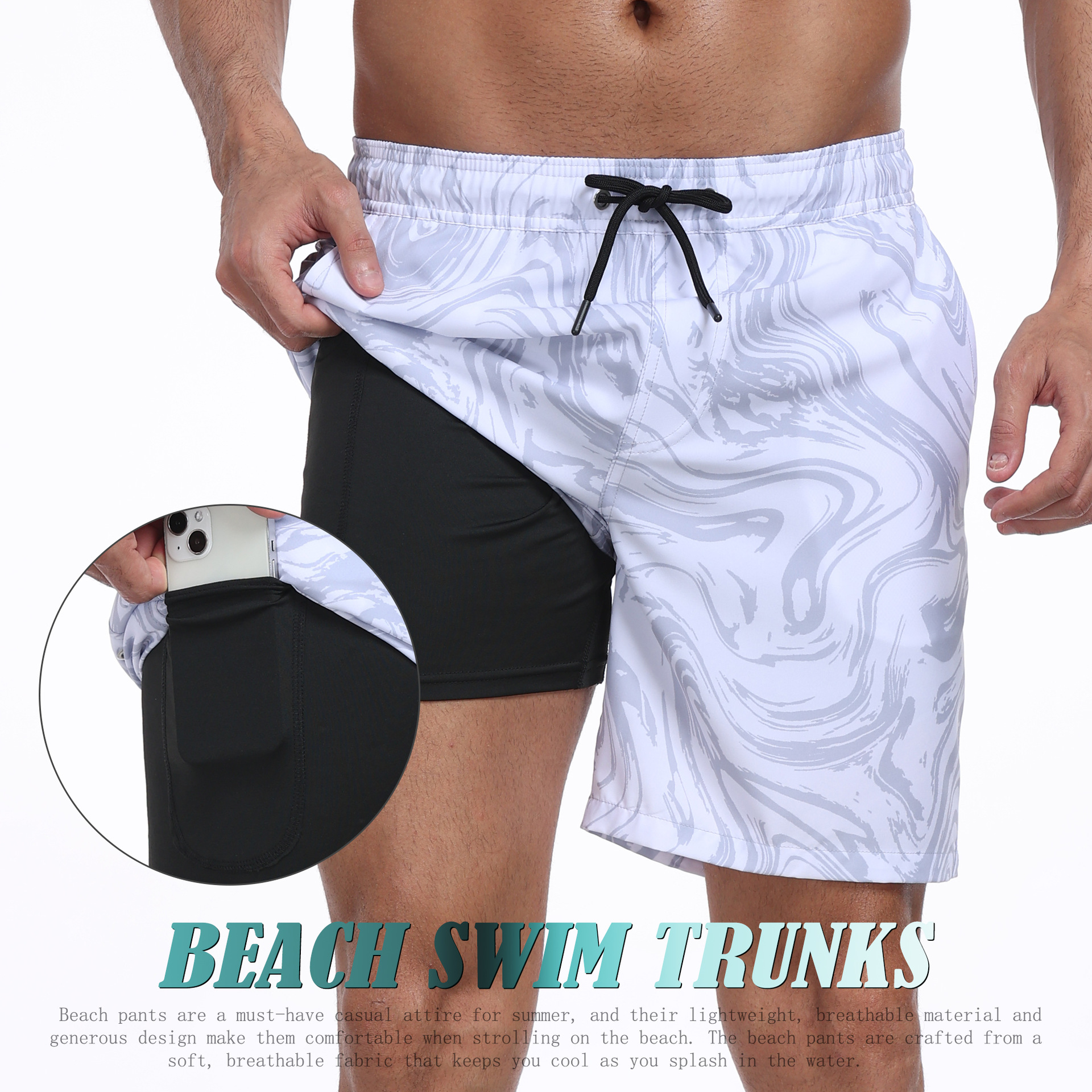 Mens Shark Pattern 2 in 1 Boar - Long Leg Trunk Men recension och pris