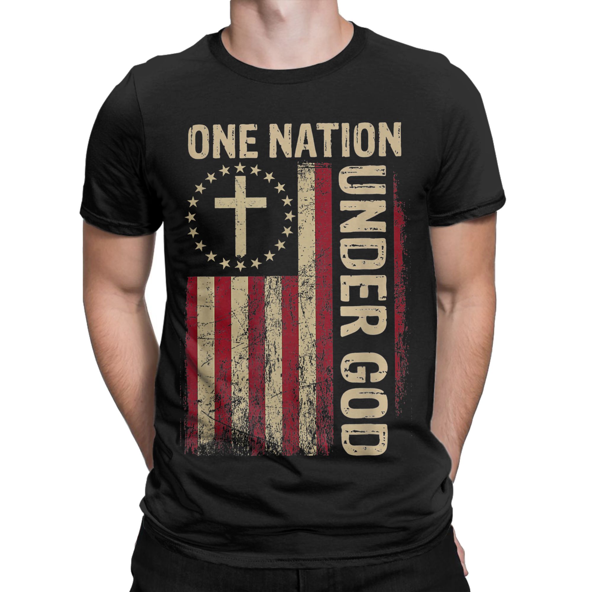 One Nation Under God Flag 4th  - Undershirt Crew Neck recension och pris