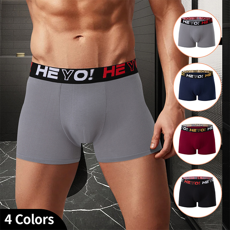 4-piece set of men's solid col - Boxer Brief Pack Cotton recension och pris