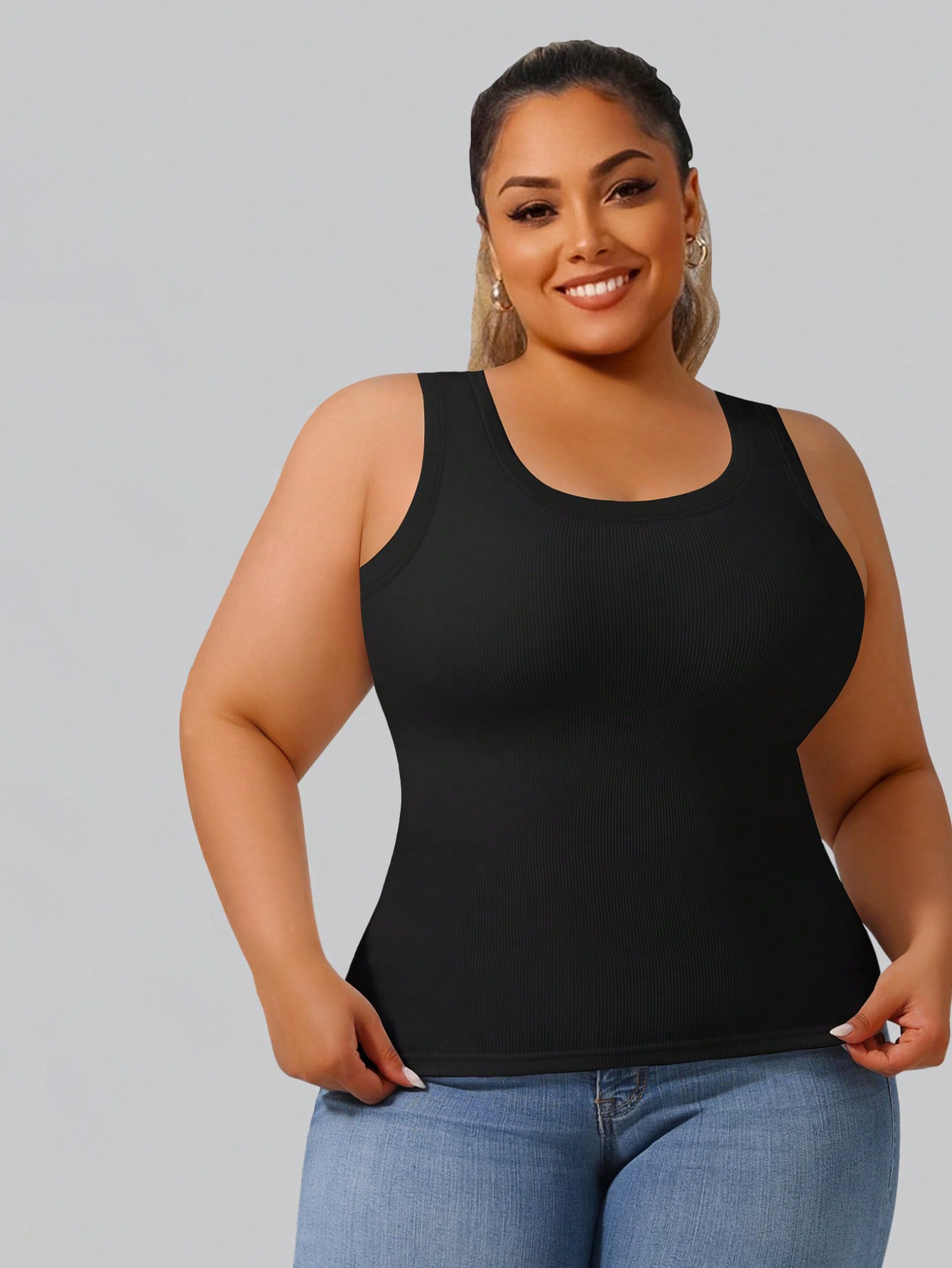 Plus Size Women's High Stretch - Tank Top Ribbed recension och pris